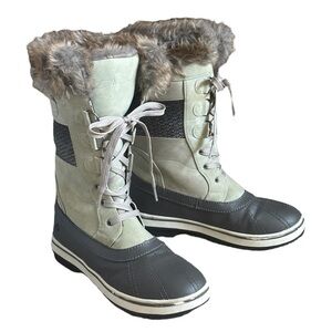 Northside Bishop Waterproof Faux Fur Tall Duck Snow Winter Boots Mint Gray 8